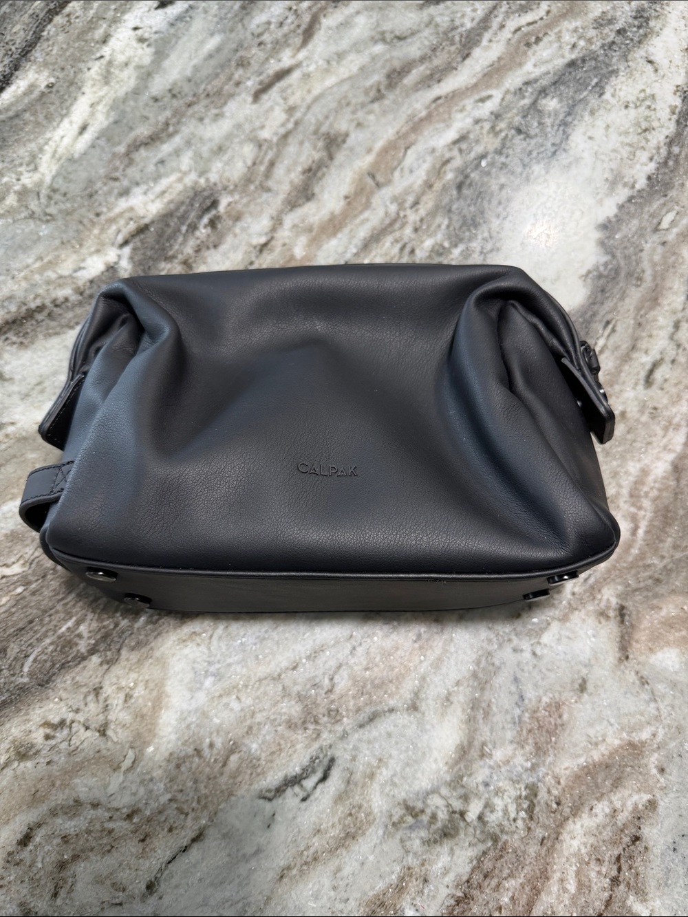 Calpak Black Men's Leather Toiletry Pouch